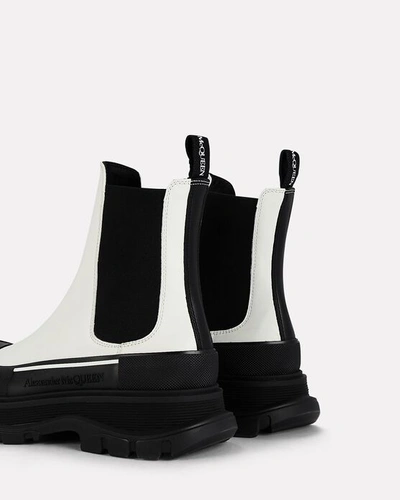 Shop Alexander Mcqueen Tread Slick Leather Chelsea Boots In Blk/wht