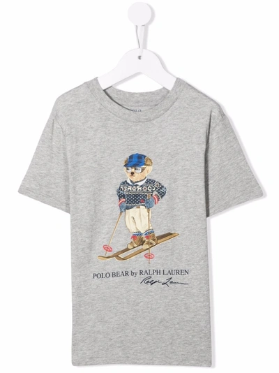 Shop Ralph Lauren Polo Bear Motif-print T-shirt In Grey