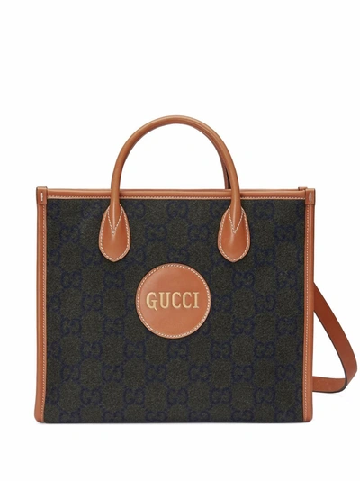 Shop Gucci Gg Pattern Logo-patch Tote In Green