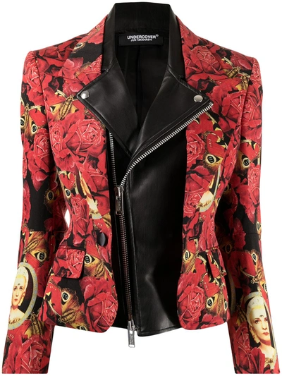 Shop Undercover Abstract-print Layered Blazer In Red