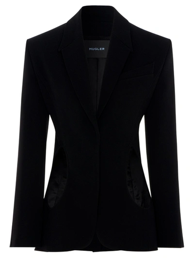 Shop Mugler Tailored Buttoned Cuff Blazer Black