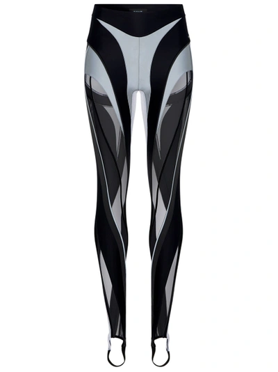 Shop Mugler Multi-panel Stirrup Spiral Legging Black And Grey