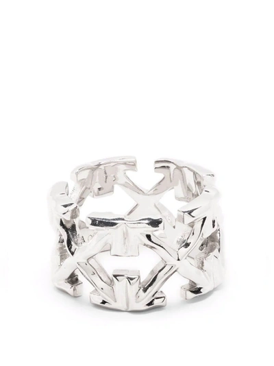 Shop Off-white Melted Arrow Ring Silver