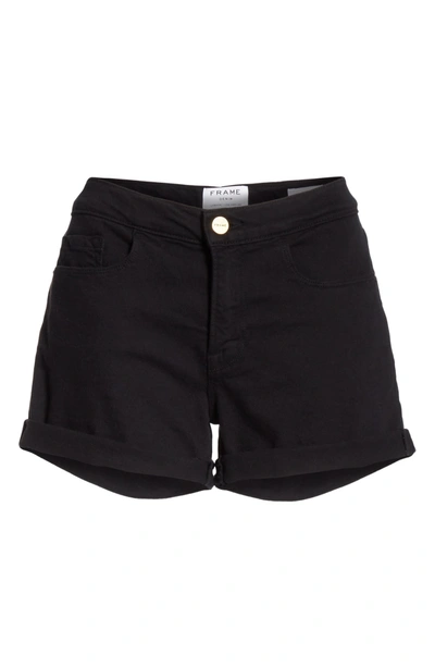 Shop Frame Le Cutoff Denim Shorts In Noir