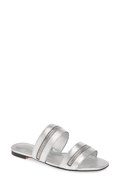 Shop Rebecca Minkoff Marciann Slide Sandal In Silver Leather