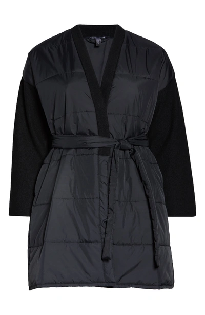 Shop Eileen Fisher Recycled Nylon & Boiled Wool Coat In Black