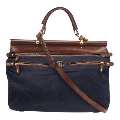 Navy Blue With Brown Be Leather Handles