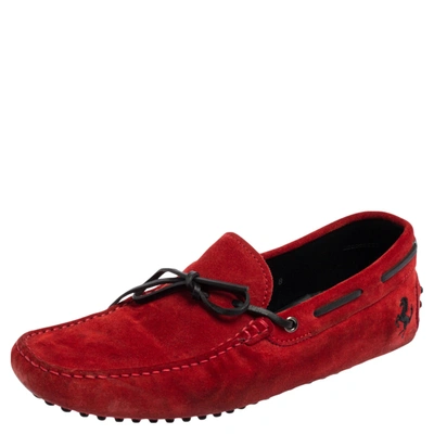 Pre-owned Tod's For Ferrari Red Suede Gommino Driving Loafers Size 42 |  ModeSens