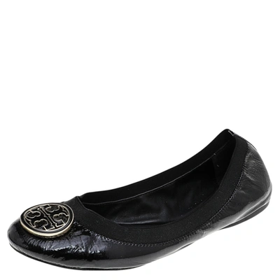 Pre-owned Tory Burch Black Patent Leather Caroline Ballet Flats Size 41 |  ModeSens
