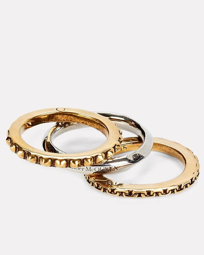 Shop Alexander Mcqueen Triple Linked Ring In Multi