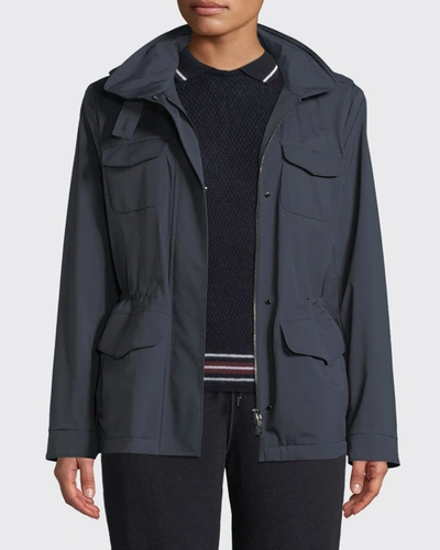 Shop Loro Piana Traveler Windmate Stretch Storm System Jacket In Navy