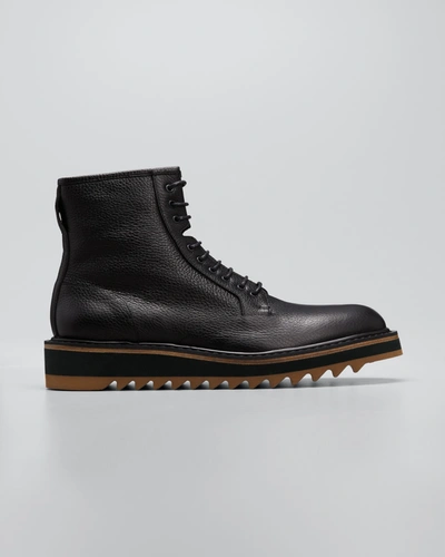 Shop Dries Van Noten Men's Leather Lace-up Flatform Boots In Black