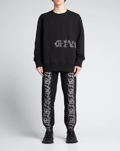 Shop Givenchy Men's Slim Fit Barbed Wire Print Sweatpants In Black