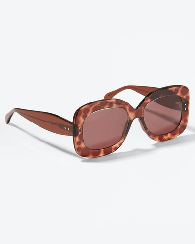 Shop Alaïa Square Acetate Sunglasses In Gray Leopard