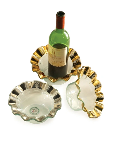 Shop Annieglass Ruffle Gold Wine Coaster