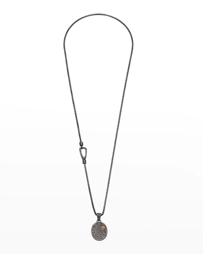 Shop Marco Dal Maso Oxidized Silver & 18k Rose Gold Pendant With Blue Sapphire