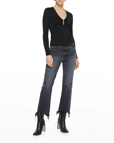 Shop Jonathan Simkhai Standard Madeline Long-sleeve Jersey Top In Black