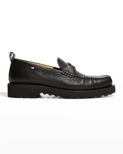 Shop Bally Men's B Logo Bit-strap Leather Loafers In 0100 Black
