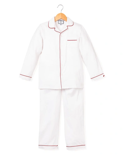 Shop Petite Plume Solid Pajama Set W/ Contrast Piping In White