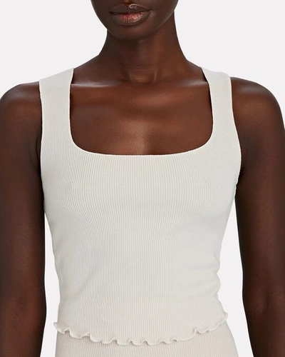 Shop Year Of Ours Cropped Thermal Knit Tank In Ivory