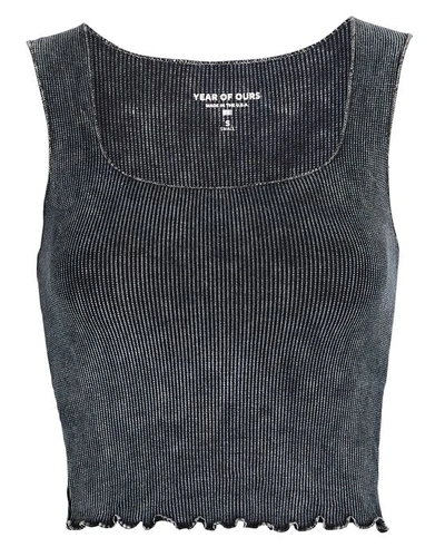 Shop Year Of Ours Cropped Thermal Knit Tank In Black