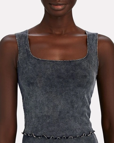 Shop Year Of Ours Cropped Thermal Knit Tank In Black