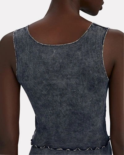 Shop Year Of Ours Cropped Thermal Knit Tank In Black