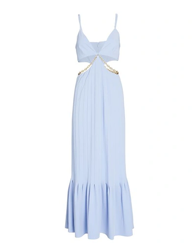 Shop Jonathan Simkhai Ayla Chain-embellished Cut-out Maxi Dress In Light Blue