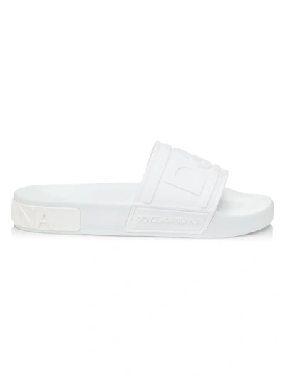 Shop Dolce & Gabbana Rubber Pool Slides In White