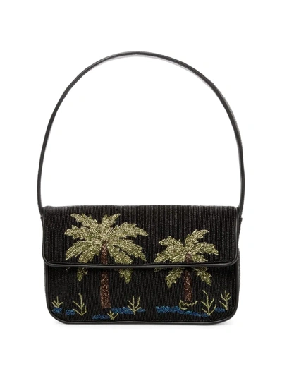 Shop Staud Tommy Palm Beaded Baguette In Black