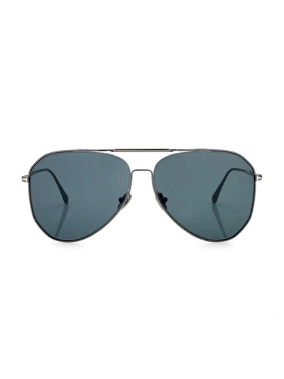 Shop Tom Ford Men's Charles-02 60mm Pilot Sunglasses In Shiny Dark Ruthenium