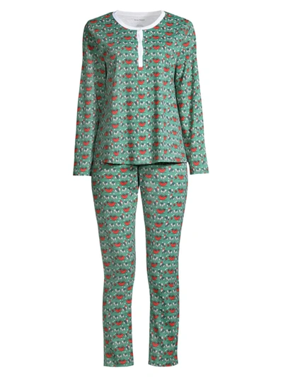 Shop Roller Rabbit Holly Jolly Cotton Pajama Set In Green