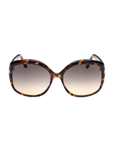 Shop Tom Ford Women's Chiara 60mm Round Sunglasses In Shiny Vintage