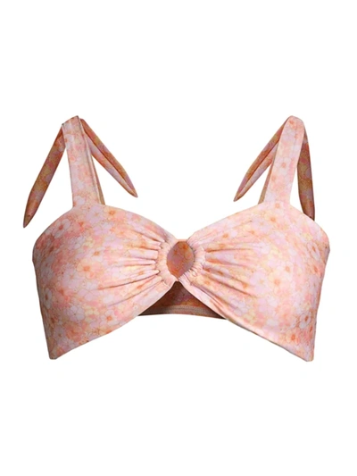 Shop Peixoto Women's Fiona Bikini Top In Coral Jasmine