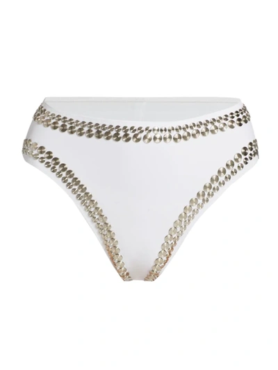 Shop Norma Kamali Women's Studded Bikini Bottom In White