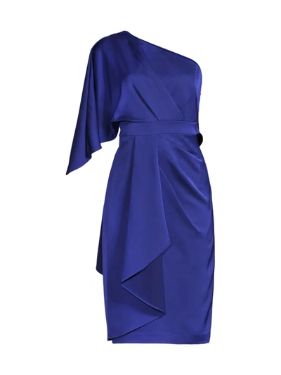 Shop Aidan Mattox Women's Draped One-shoulder Sheath Dress In Royal Sapphire