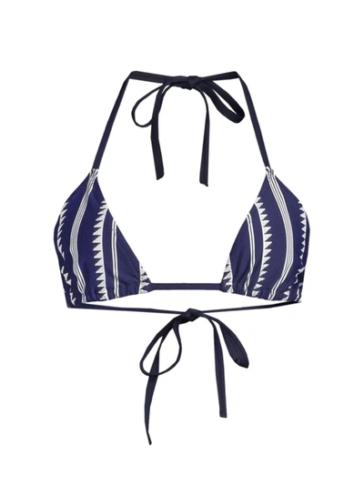 Shop Lemlem Women's Nunu Triangle Bikini Top In Navy