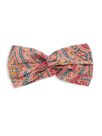 Shop Etro Paisley Silk Knotted Headband In Pink