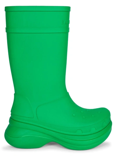 Shop Balenciaga Women's  X Crocs Logo Chunky Rubber Boots In Grass Green