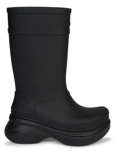 Shop Balenciaga Women's  X Crocs Logo Chunky Rubber Boots In Black