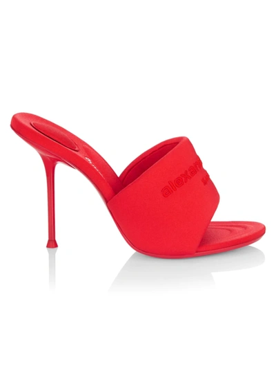 Shop Alexander Wang Sienna Logo Lycra Mules In Bright Red