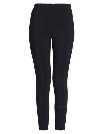 Shop Moncler Women's Pieced Stretch Jersey Leggings In Black