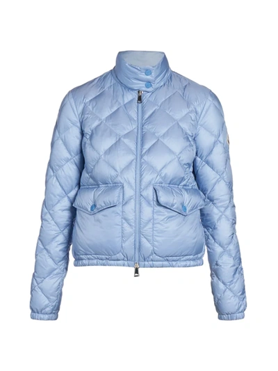 Shop Moncler Women's Binic Diamond-quilted Down Jacket In Blue