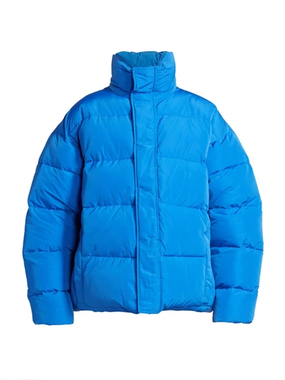 Shop Balenciaga Nylon Puffer Jacket In Blue