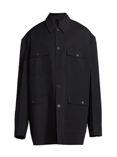 Shop Balenciaga Men's Flap Pocketed Jacket In Black