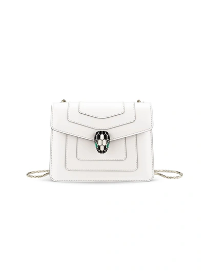 Shop Bvlgari Women's Small Serpenti Leather Crossbody Bag In White Agate