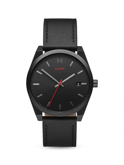 Shop Mvmt Men's Element Black Leather Strap Watch