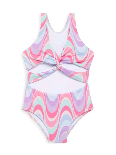 Shop Submarine Little Girl's & Girl's Swirl Pink Twist-front One-piece