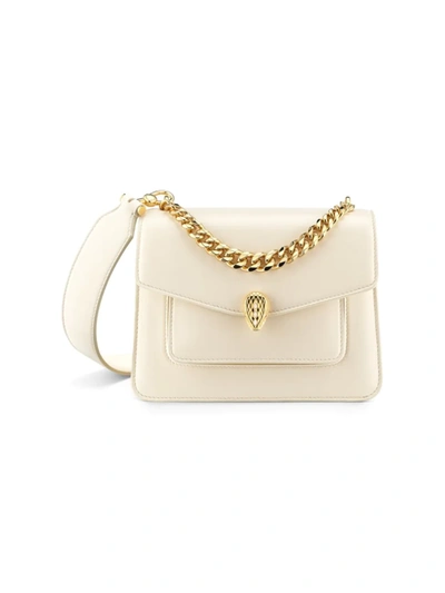 Shop Bvlgari Women's Maxi Serpenti Leather Chain Crossbody Bag In Ivory Opal Gold