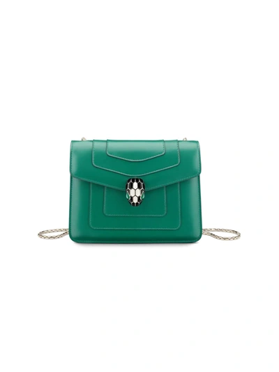 Shop Bvlgari Women's Small Serpenti Leather Crossbody Bag In Emerald Green